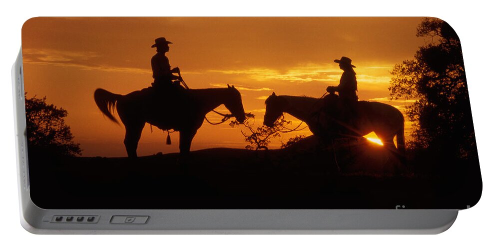 People Portable Battery Charger featuring the photograph Cowboy And Cowgirl by Ron Sanford