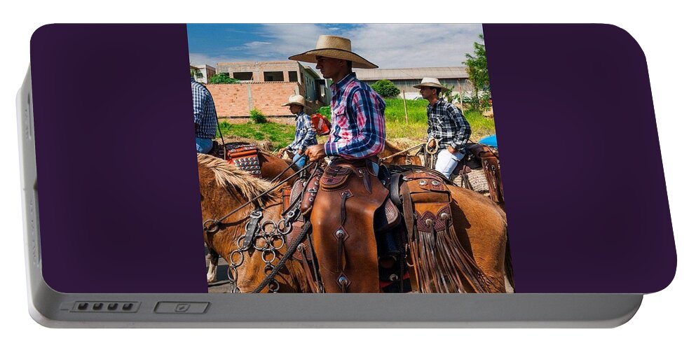 Brazil Portable Battery Charger featuring the photograph Cowboys In Brazil by Aleck Cartwright