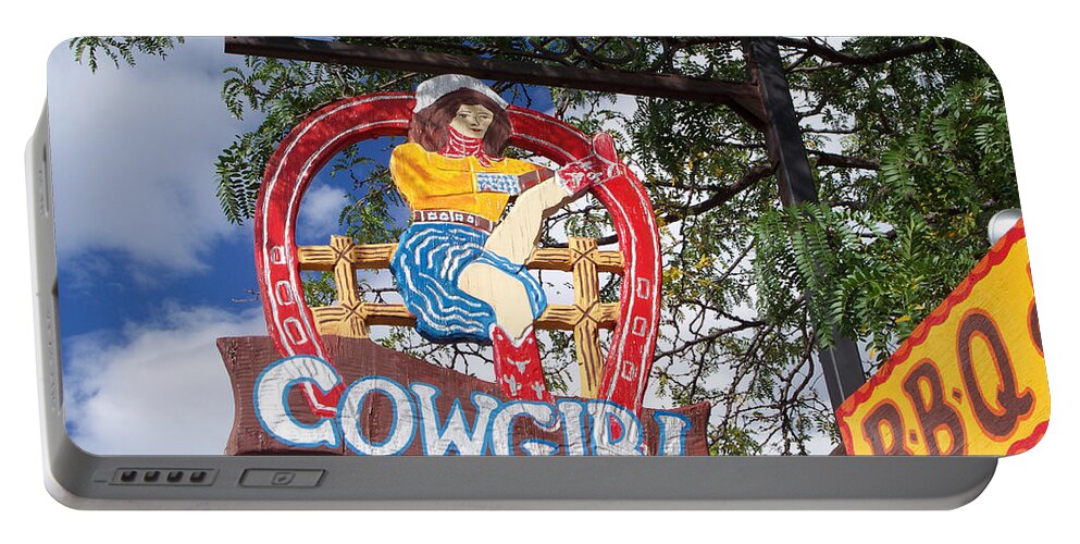 Southwest Portable Battery Charger featuring the photograph Cowgirl Cafe by Sylvia Thornton