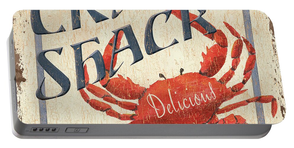 Crab Portable Battery Charger featuring the painting Crab Shack by Debbie DeWitt