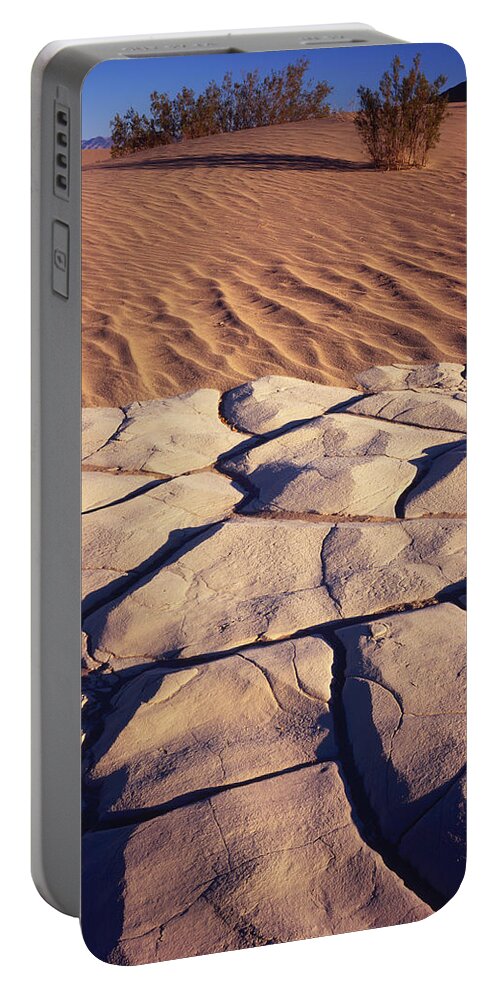 Nature Photography Portable Battery Charger featuring the photograph Cracked Mud Sand Ripples #1 by Tom Daniel