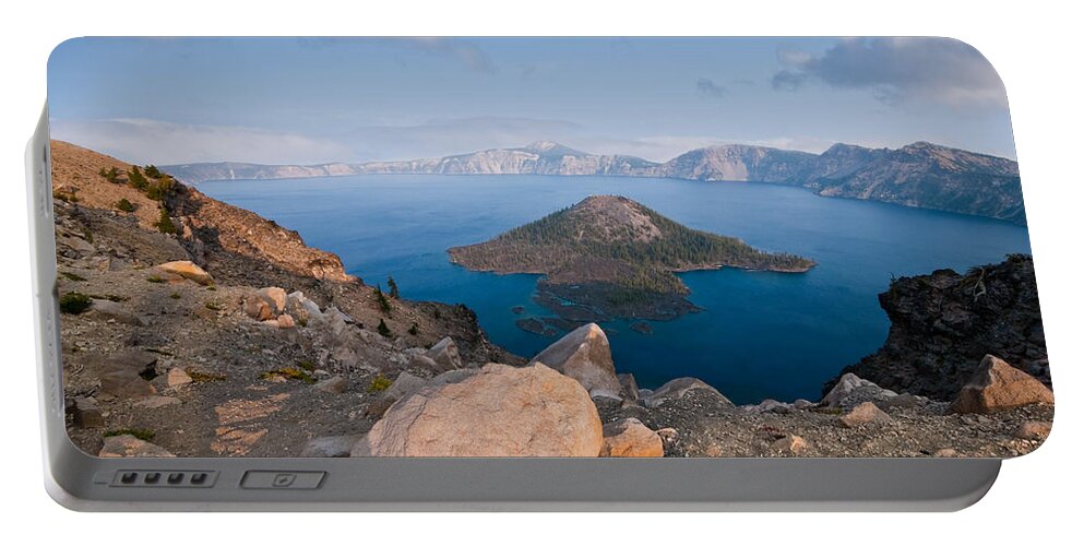 Awe Portable Battery Charger featuring the photograph Crater Lake in the Evening by Jeff Goulden