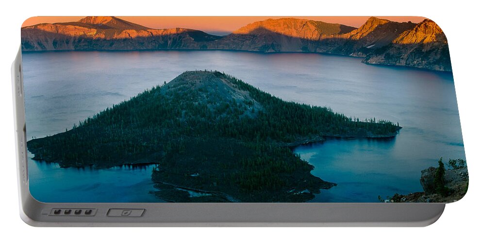 America Portable Battery Charger featuring the photograph Crater Lake Sunset by Inge Johnsson