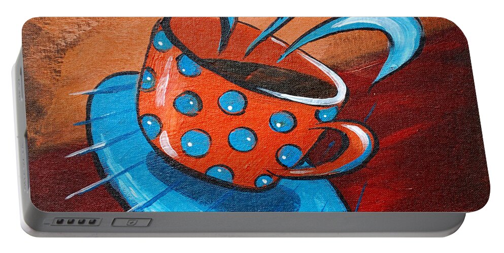 Coffee Portable Battery Charger featuring the painting Crazy Coffee by Glenn Pollard