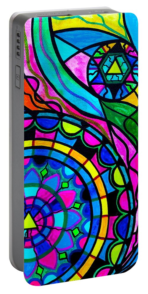 Vibration Portable Battery Charger featuring the painting Creative Progress by Teal Eye Print Store