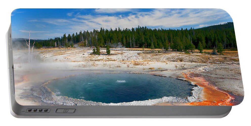 Crested Portable Battery Charger featuring the photograph Crested Pool Yellowstone National Park by Ram Vasudev