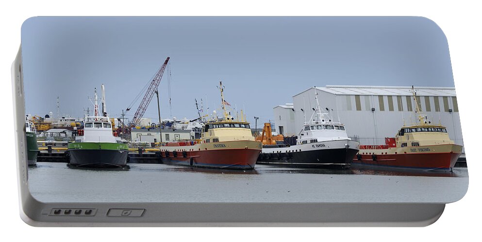 Crew Boats Portable Battery Charger featuring the photograph Crew boats at Port Fourchon by Bradford Martin