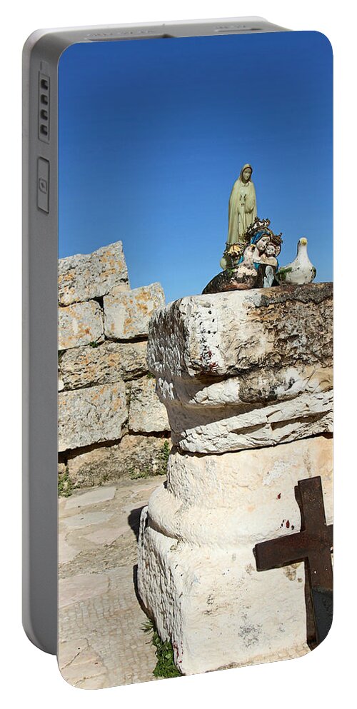 Cross Portable Battery Charger featuring the photograph Cross at St. George Ruins by Munir Alawi