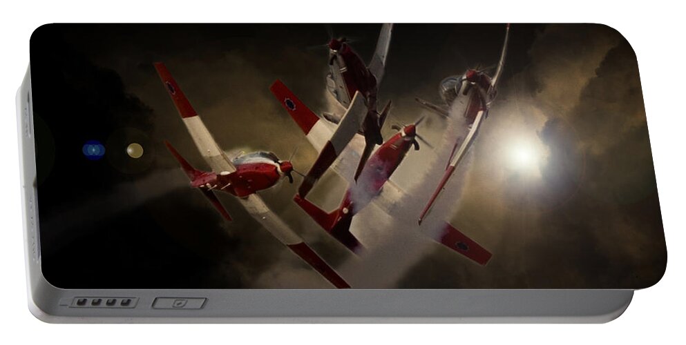 Pilatus Pc7 Portable Battery Charger featuring the photograph Cross Over by Paul Job