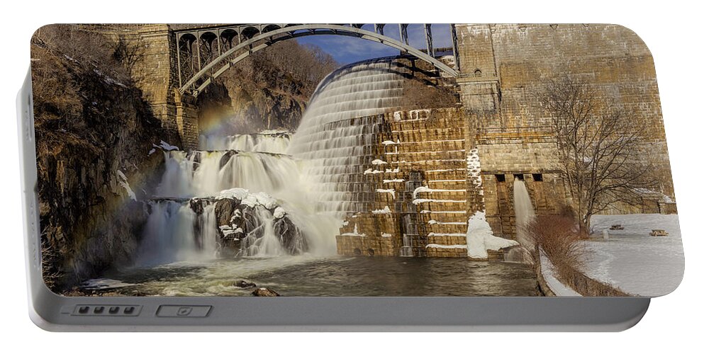 Croton Dam Portable Battery Charger featuring the photograph Croton Dam And Rainbow by Susan Candelario