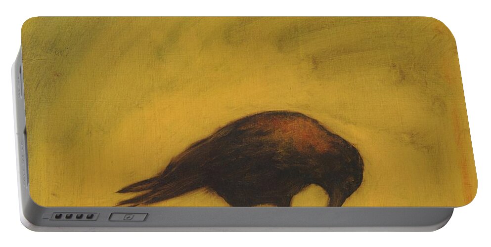 Crow Portable Battery Charger featuring the painting Crow 11 by David Ladmore