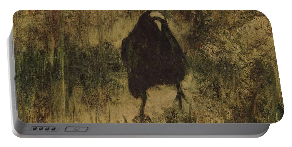 Crow Portable Battery Charger featuring the painting Crow 8 by David Ladmore