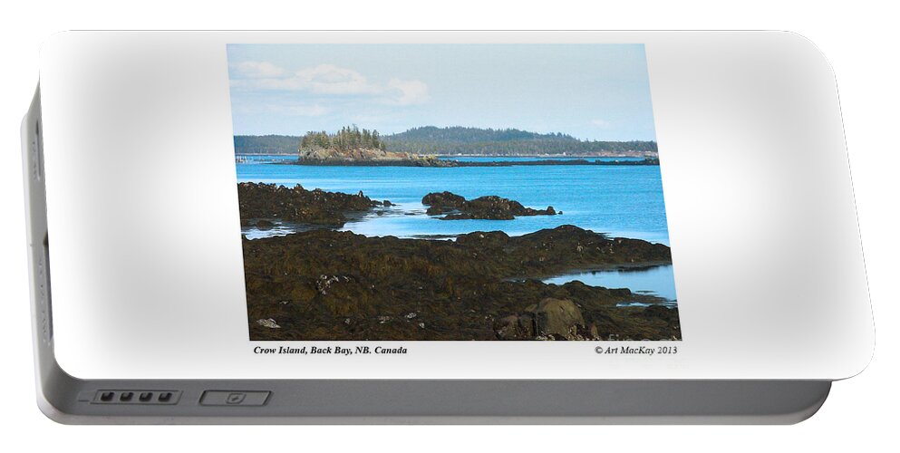 Bay Of Fundy Portable Battery Charger featuring the mixed media Crow Island Bay of Fundy NB by Art MacKay