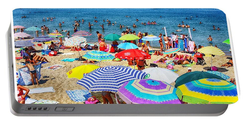 Beach Portable Battery Charger featuring the photograph Crowded Beach by Stefano Senise