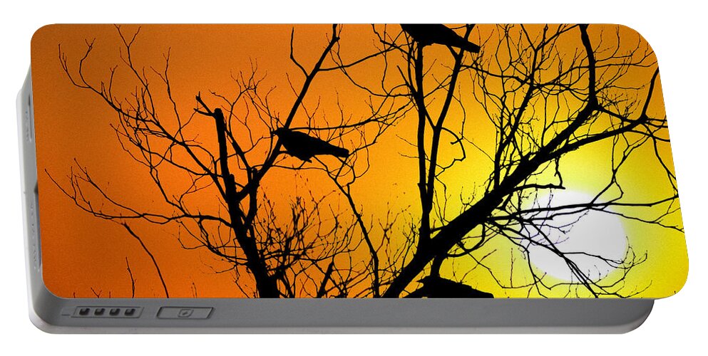 Crows Portable Battery Charger featuring the photograph Crows at Sunset by Bill Cannon