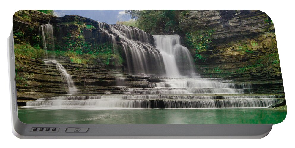 Waterfall Portable Battery Charger featuring the photograph Cummins Falls by Joe Kopp