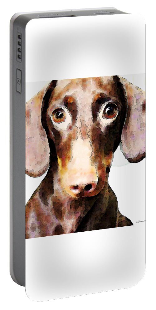 Dachshund Portable Battery Charger featuring the painting Dachshund Art - Roxie Doxie by Sharon Cummings