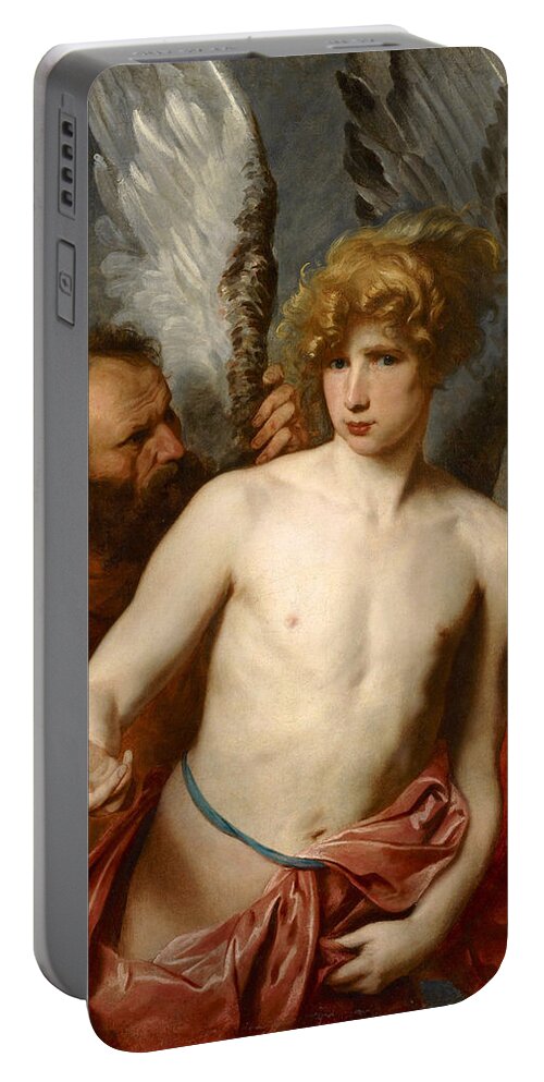 Anthony Van Dyck Portable Battery Charger featuring the painting Daedalus and Icarus by Anthony van Dyck