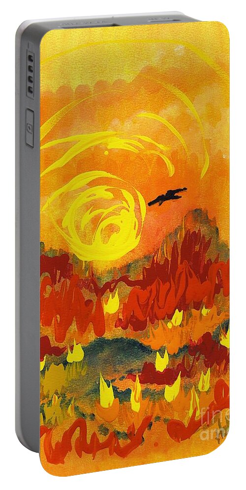 Wildfire Portable Battery Charger featuring the painting D'Agony by Holly Carmichael