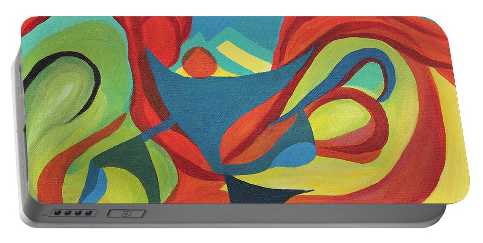 Abstract Portable Battery Charger featuring the painting Dancing Child by Annette M Stevenson