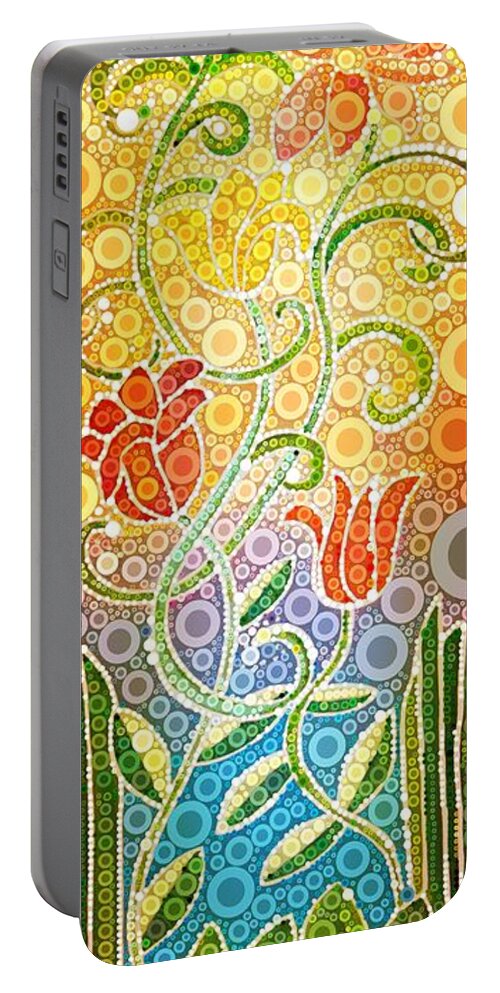 Digital Portable Battery Charger featuring the digital art Dancing Flowers by Linda Bailey