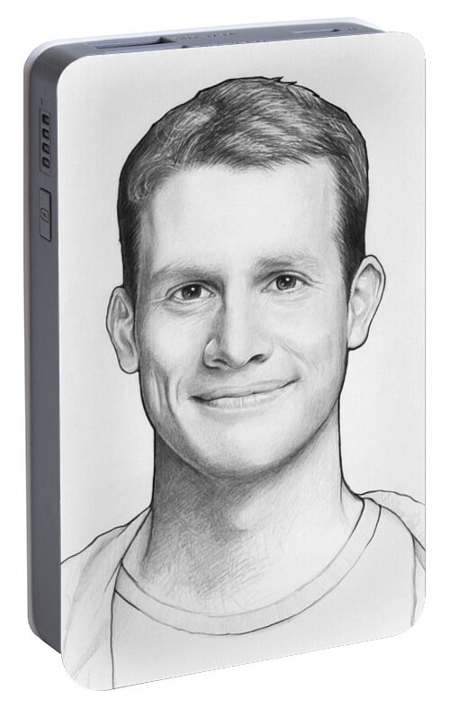 Graphite Pencil Portable Battery Charger featuring the drawing Daniel Tosh by Olga Shvartsur