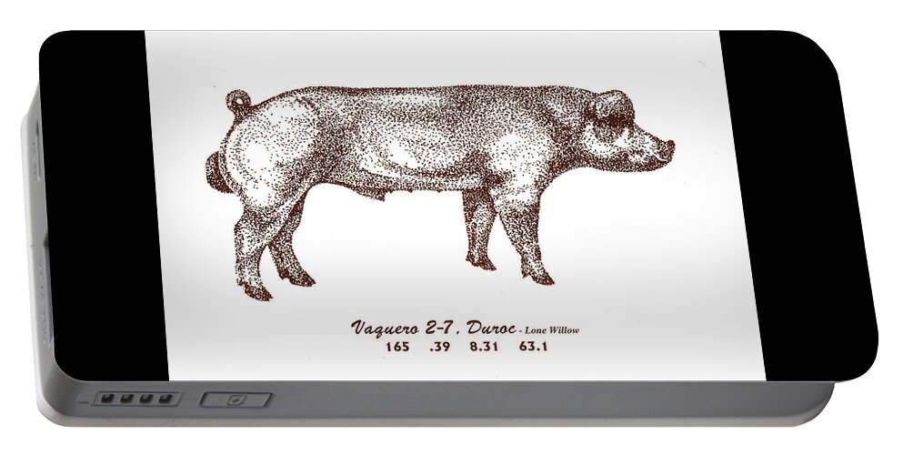 Danish Duroc Portable Battery Charger featuring the drawing Danish Duroc by Larry Campbell