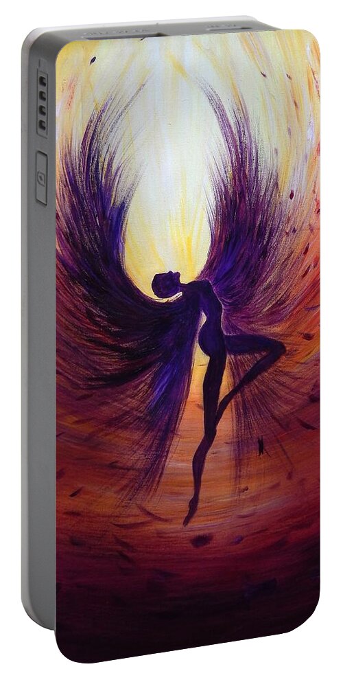Light Portable Battery Charger featuring the painting Dark Angel by Lilia D