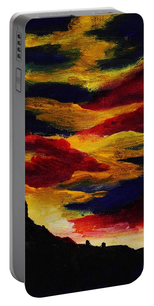 Mountain Portable Battery Charger featuring the painting Dark Times by Anastasiya Malakhova