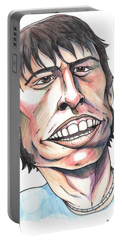 Foo Fighters Portable Battery Charger featuring the mixed media Dave Grohl Caricature by John Ashton Golden