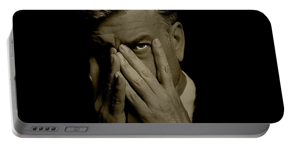 Actor Portable Battery Charger featuring the photograph David Lynch Hands by YoPedro