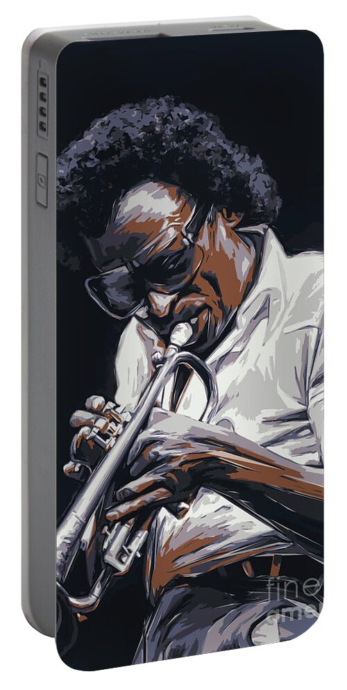 Trumpet Portable Battery Charger featuring the painting Davis by Andrzej Szczerski