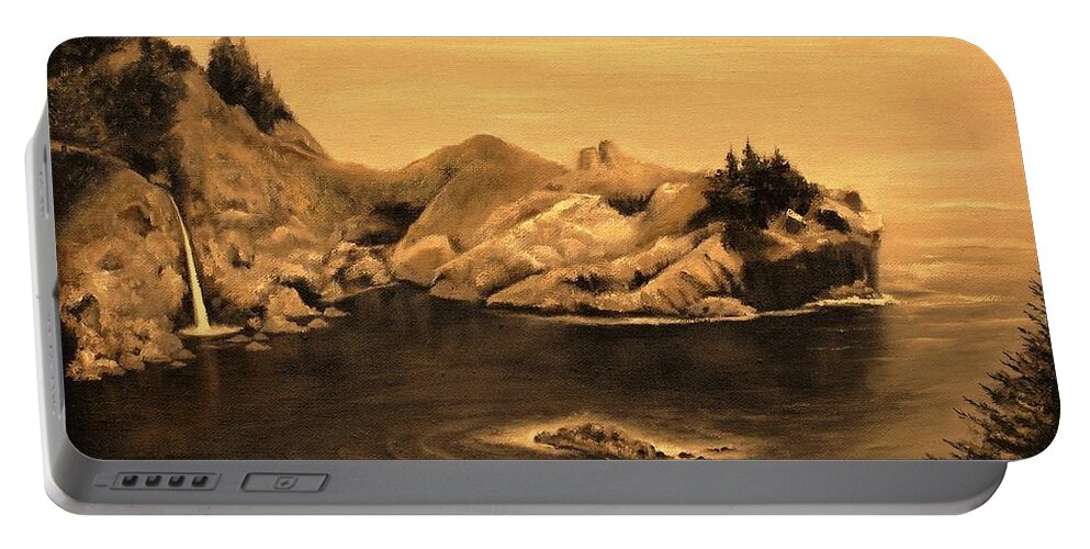 Pacific Ocean Portable Battery Charger featuring the painting Dawning of a New Day by Hazel Holland