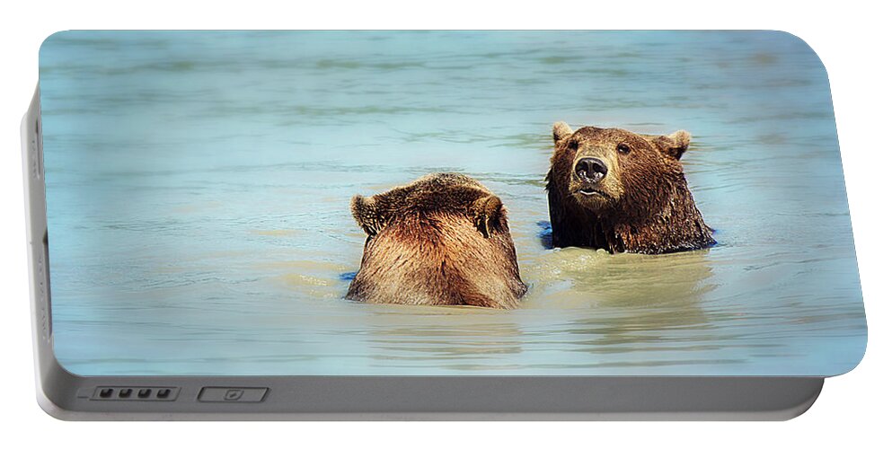 Bear Portable Battery Charger featuring the photograph Day at the Spa by Melanie Lankford Photography
