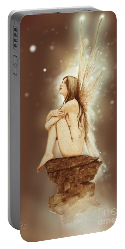 Paintings Portable Battery Charger featuring the painting Daydreaming Faerie by John Silver