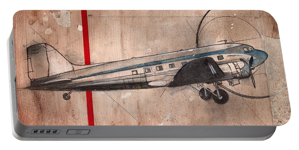 Aviation Portable Battery Charger featuring the painting Dc-3 by Sean Parnell