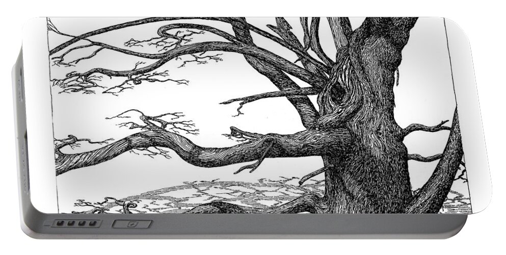 Nature Portable Battery Charger featuring the drawing Dead Tree by Daniel Reed