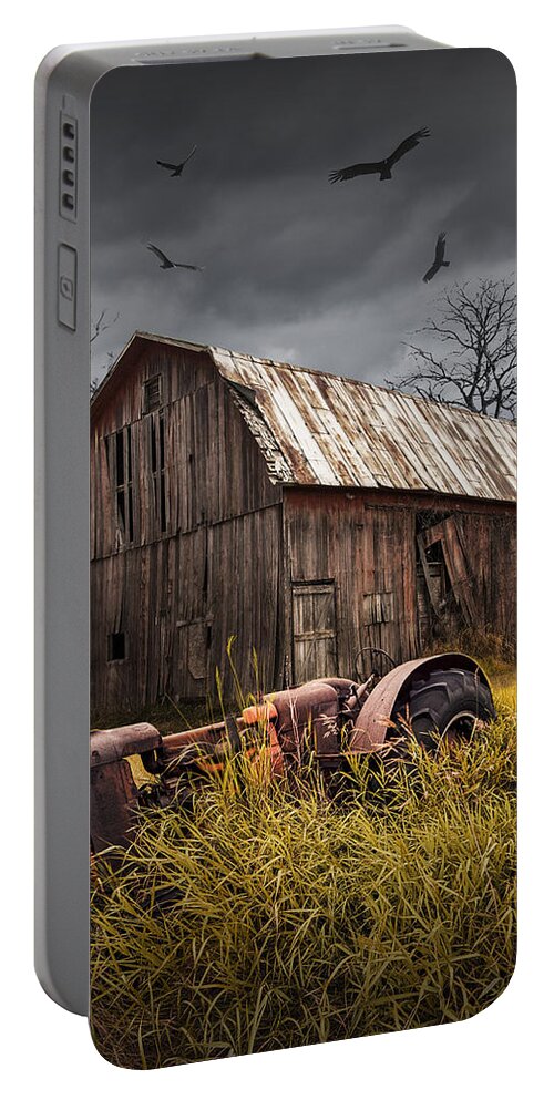 Art Portable Battery Charger featuring the photograph Death of a Small Midwest Farm by Randall Nyhof