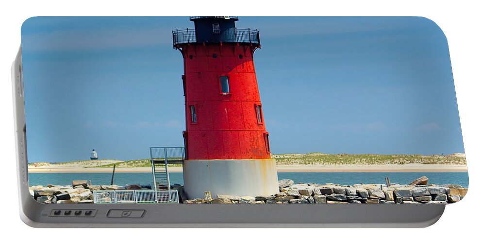 Breakwater Portable Battery Charger featuring the photograph Delaware Breakwater Lighthouse by Nick Zelinsky Jr