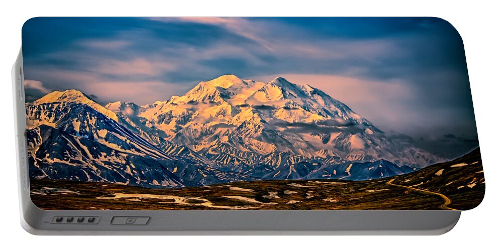 Alaska Portable Battery Charger featuring the photograph Denali at Sunset by John Haldane