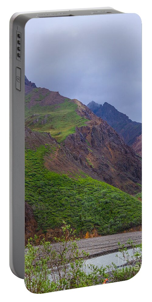 Alaska Portable Battery Charger featuring the photograph Denali Toklat River Mountains by Jennifer White