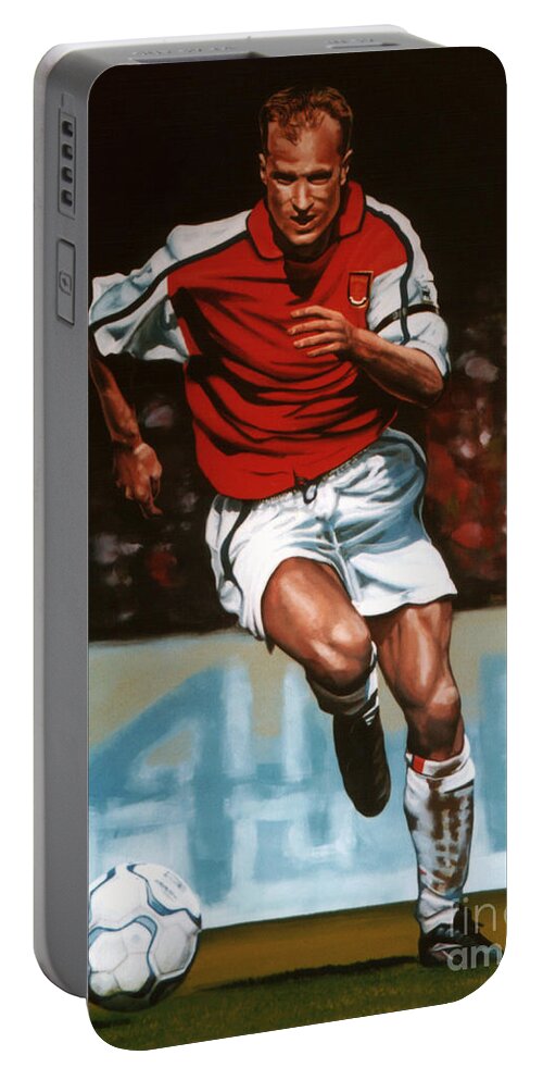 Dennis Bergkamp Portable Battery Charger featuring the painting Dennis Bergkamp by Paul Meijering