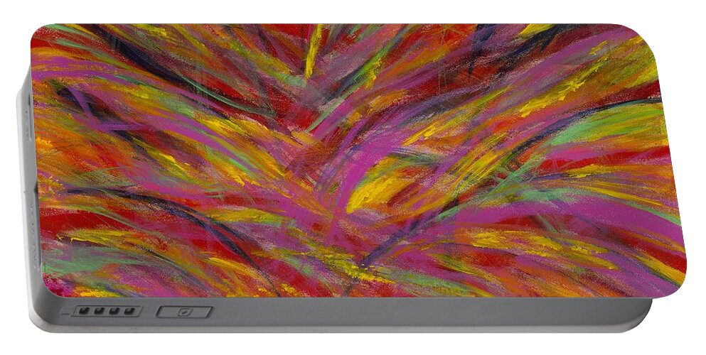 Abstract Portable Battery Charger featuring the painting Desert Blossoms by Angela Bushman