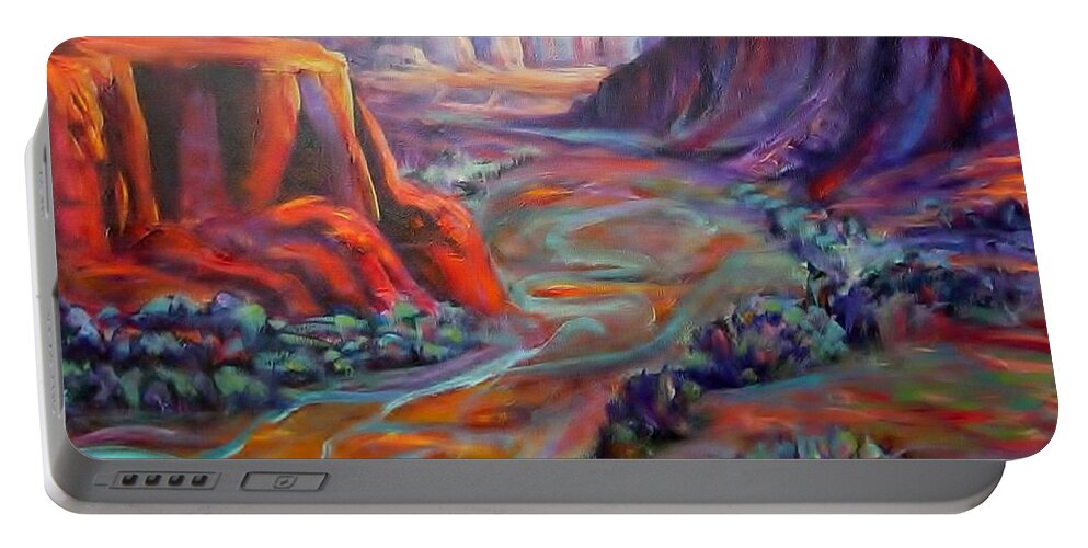 Canyon Portable Battery Charger featuring the painting Desert Canyon by Sherry Strong