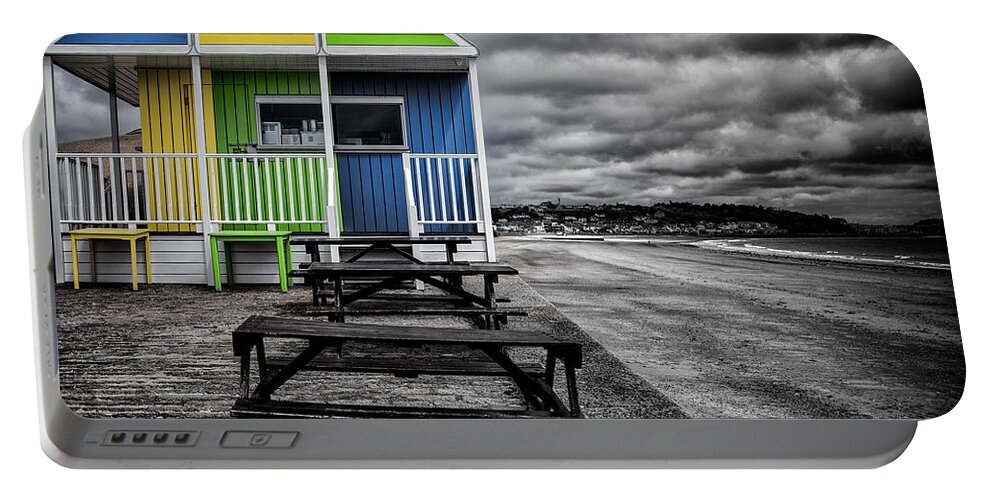 Jersey Portable Battery Charger featuring the photograph Deserted Cafe by Nigel R Bell
