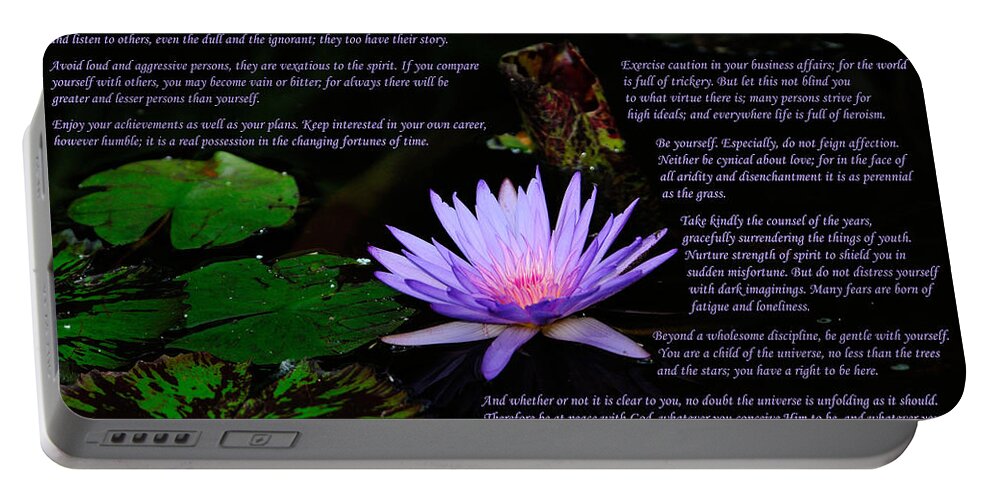 Desiderata Portable Battery Charger featuring the photograph Desiderata 2 by Greg Norrell