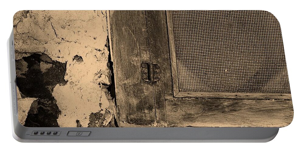 Door Portable Battery Charger featuring the photograph Detail of an Old Screen Door by John Harmon