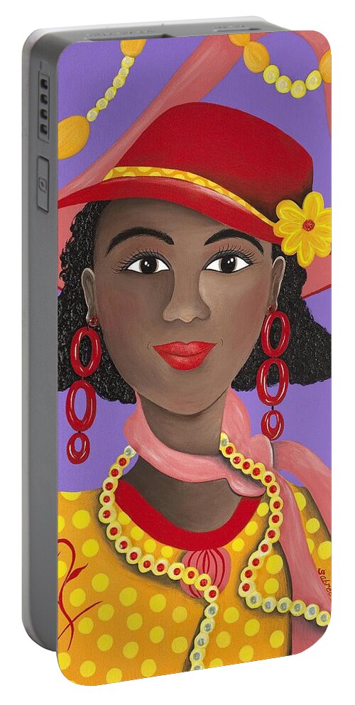 Sabree Portable Battery Charger featuring the painting Determined by Patricia Sabreee