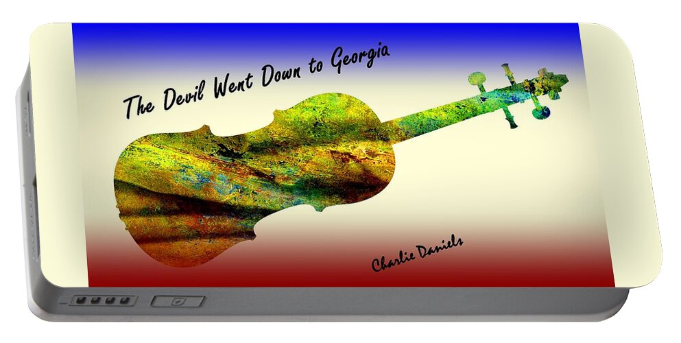 Devil Went Down To Georgia Portable Battery Charger featuring the painting Devil Went Down to Georgia Daniels Fiddle by David Dehner