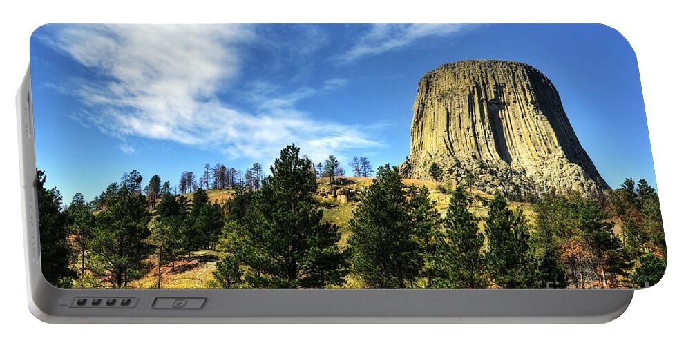 Wyoming Portable Battery Charger featuring the photograph Devils Tower Encounter 2 by Mel Steinhauer
